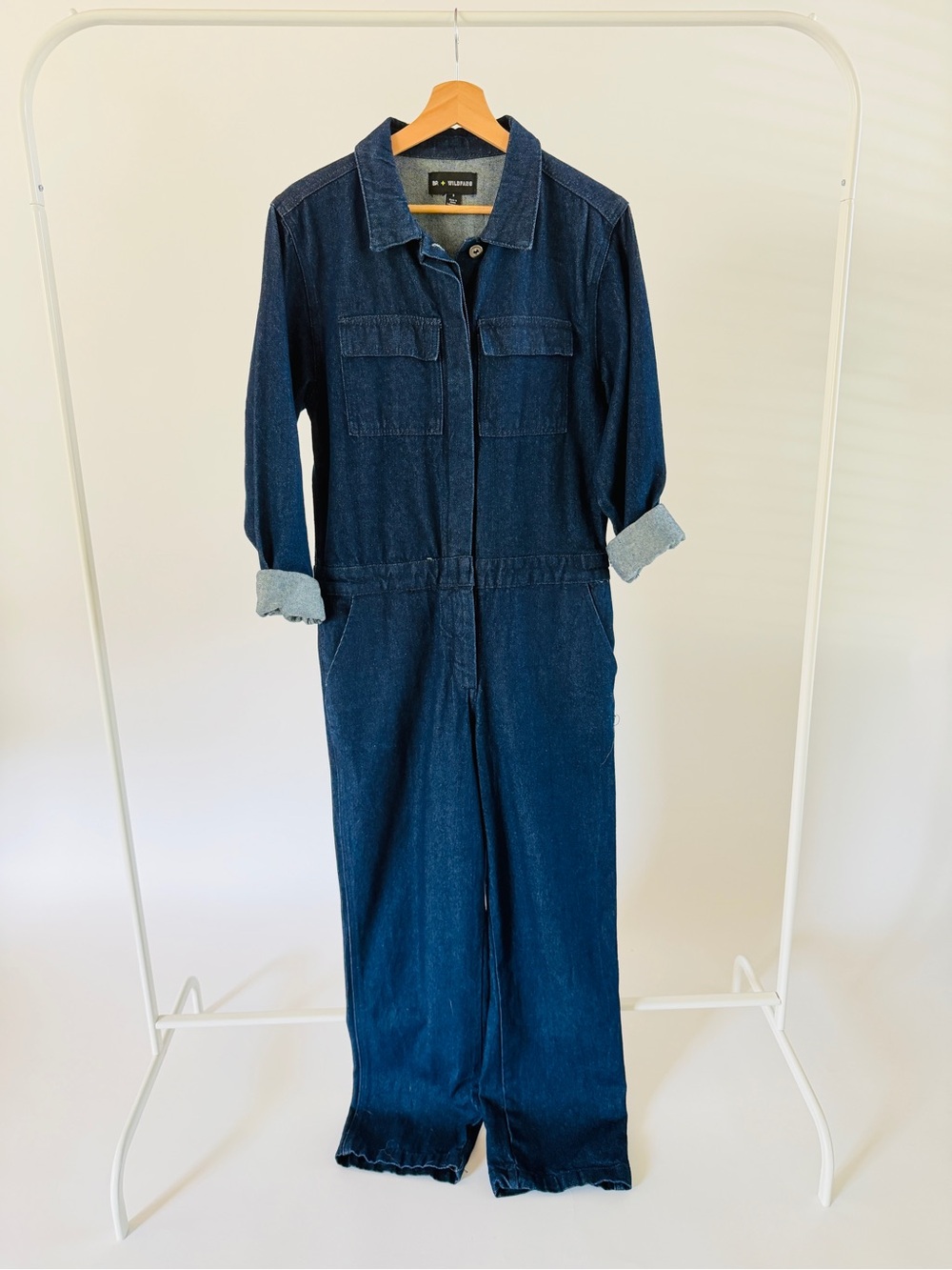 BP. x WILDFANG Dark Wash Long Sleeve Denim Jumpsuit Boiler Suit - Size S